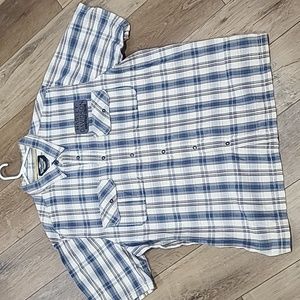 Harley Davidson Men's Snap-Front Plaid Shirt Short Sleeve Blue Black 2XL